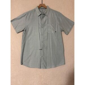 Free Fly Shirt Mens Large Green Performance Bamboo Short Sleeve Button Up Casual